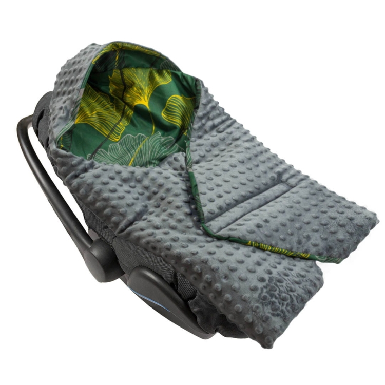 Śpiworek do fotelika minky - zielone_liście_a.jpg